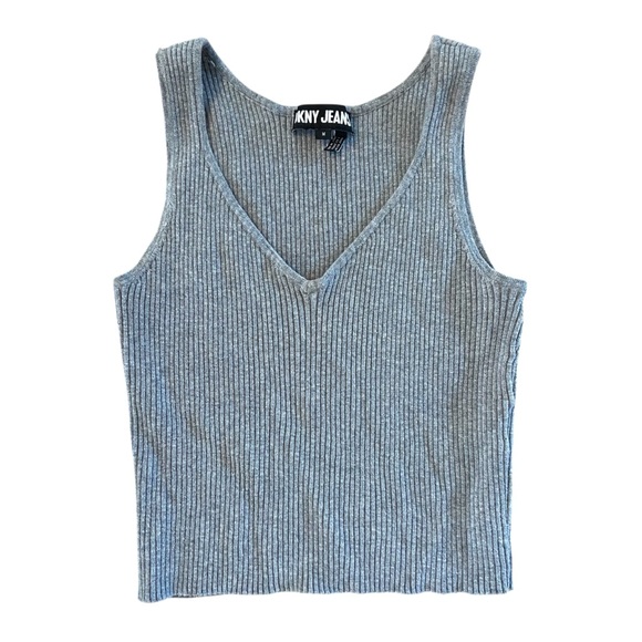 DKNY Super Soft Ribbed Grey Tank Top Women’s Size Medium - Picture 3 of 5